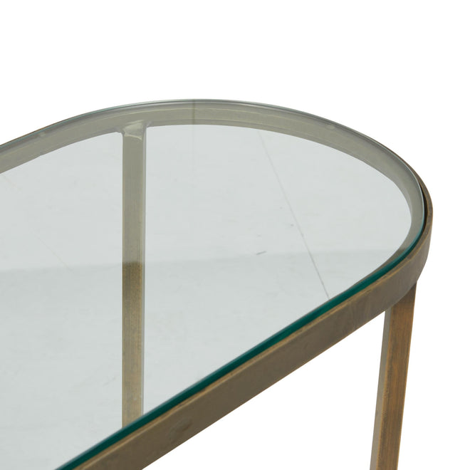 Amelie Curve Hallway Table Antique Brass - White Marble Top Console Table