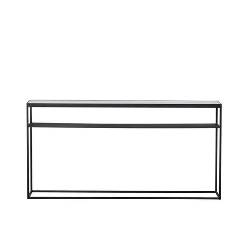 Elle Slim Console Table - Matt Black - White Marble Top Console Table