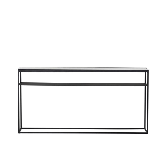 Elle Slim Console Table - Matt Black - White Marble Top Console Table