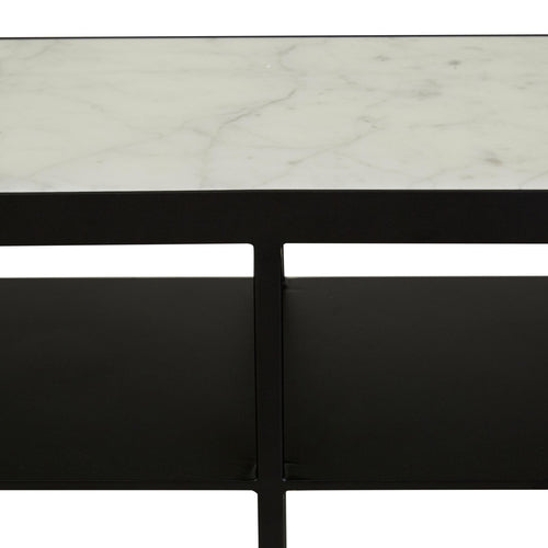 Elle Slim Console Table - Matt Black - White Marble Top Console Table