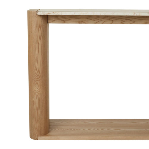 Floyd Shelf Console Table - Brown Vein Marble Natural Ash Veneer Console Table