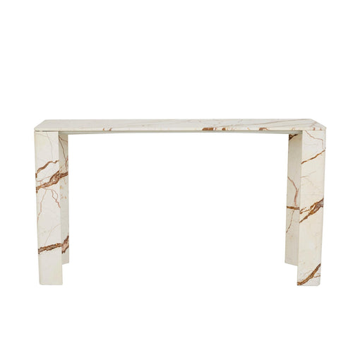 Atlas Slab Entry Hall Table - Brown Vein Marble Console Table