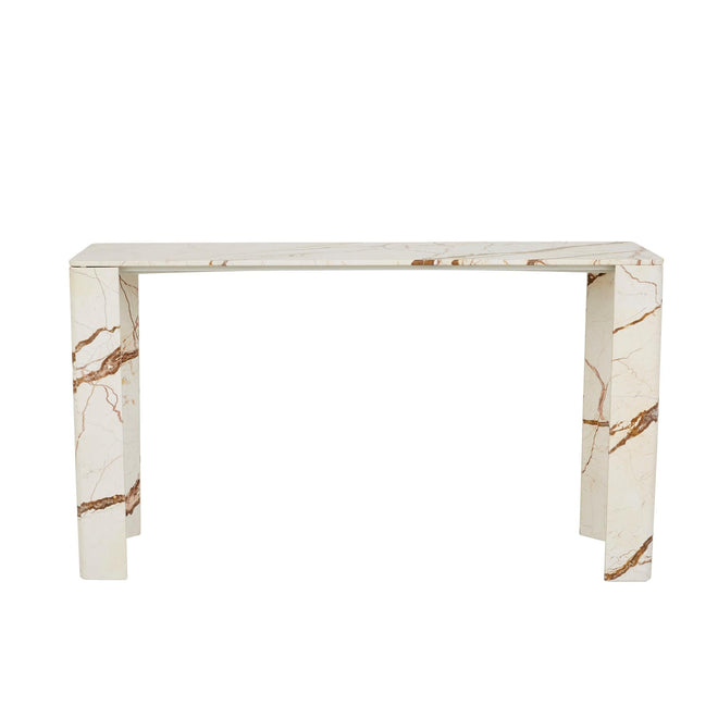 Atlas Slab Entry Hall Table - Brown Vein Marble Console Table