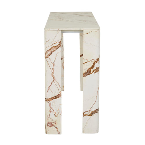 Atlas Slab Entry Hall Table - Brown Vein Marble Console Table