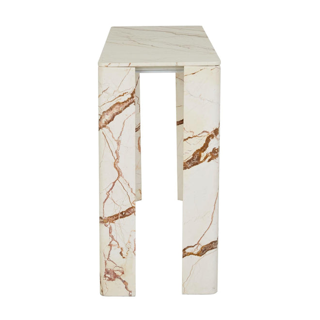 Atlas Slab Entry Hall Table - Brown Vein Marble Console Table