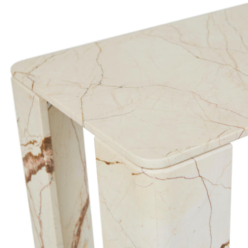 Atlas Slab Entry Hall Table - Brown Vein Marble Console Table