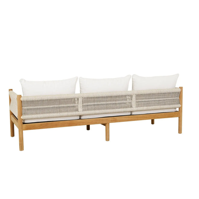 Cannes Rope Modern Outdoor 3 Seater Sofa - Sand - Natural Teak Sofa