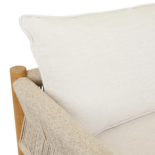 Cannes Rope Modern Outdoor 3 Seater Sofa - Sand - Natural Teak Sofa