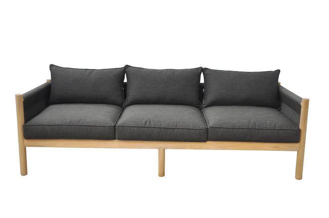 Cannes Rope Outdoor 3 Seater Sofa - Ink - Natural Teak Sofa
