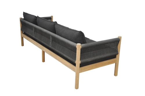 Cannes Rope Outdoor 3 Seater Sofa - Ink - Natural Teak Sofa