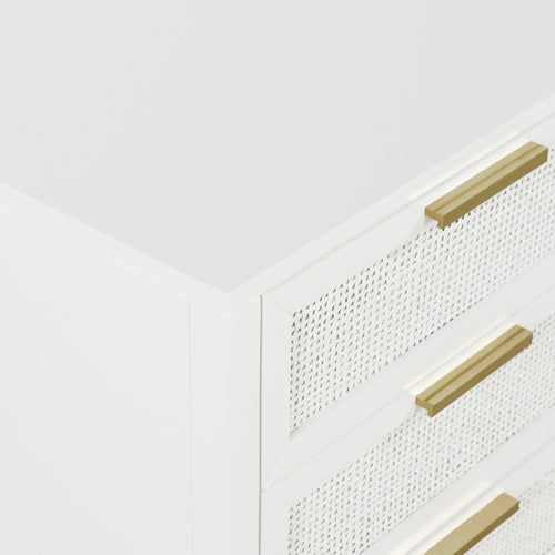 Cayman Rattan Bedside Table - White 3 Drawer Bedside Tables