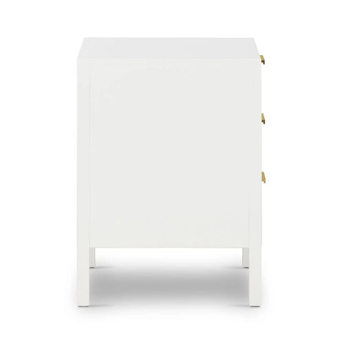 Cayman Rattan Bedside Table - White 3 Drawer Bedside Tables