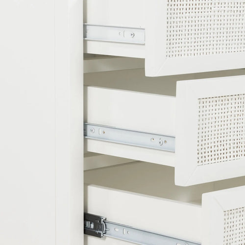 Cayman Rattan Bedside Table - White 3 Drawer Bedside Tables