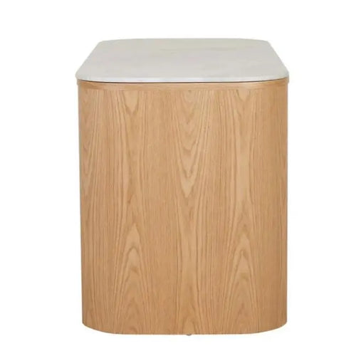 Classique Marble Desk - Matt White Marble - Natural Ash Desk