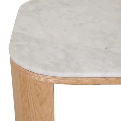 Classique Marble Desk - Matt White Marble - Natural Ash Desk
