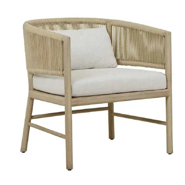 Corsica Rope Occasional Outdoor Chair - Snow - Aged Teak Occasional Chair