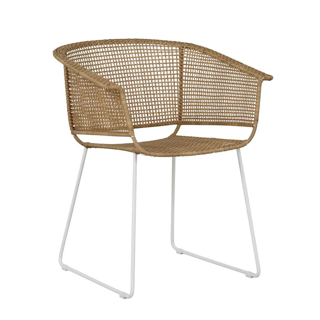 Corsica Sleigh Designer Outdoor Dining Armchair - Natural Dining Chairs