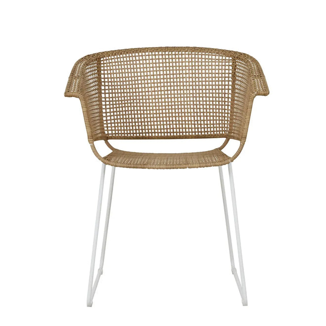Corsica Sleigh Designer Outdoor Dining Armchair - Natural Dining Chairs