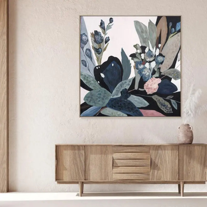 Cream Blooms Framed Canvas Artwork