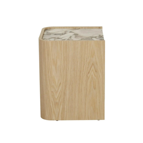Elsie Bedside Table - Matt Ocean Marble - Natural Ash Bedside Table