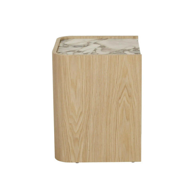 Elsie Bedside Table - Matt Ocean Marble - Natural Ash Bedside Table