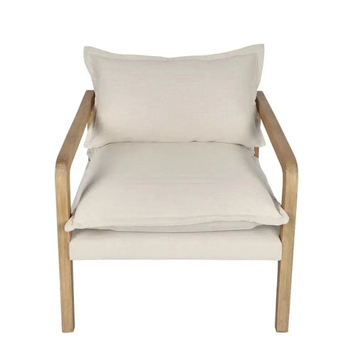 Hamilton Armchair - Wood & Cream Linen Occasional Chairs