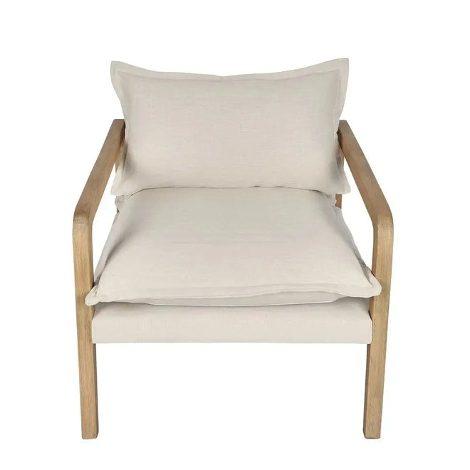 Hamilton Armchair - Wood & Cream Linen Occasional Chairs