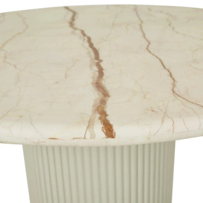 Benjamin Ripple Designer Marble Dining Table - Brown Vein Marble - Putty - 4 Seater Dining Table