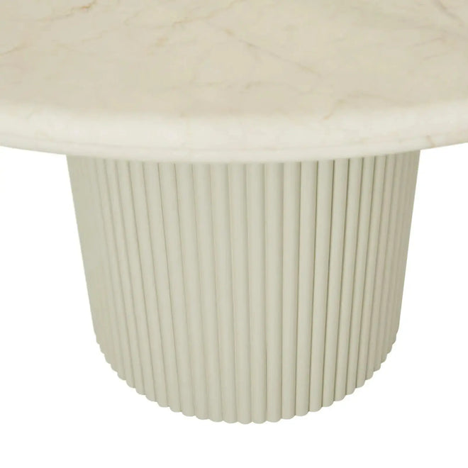 Benjamin Ripple Designer Marble Dining Table - Brown Vein Marble - Putty - 4 Seater Dining Table