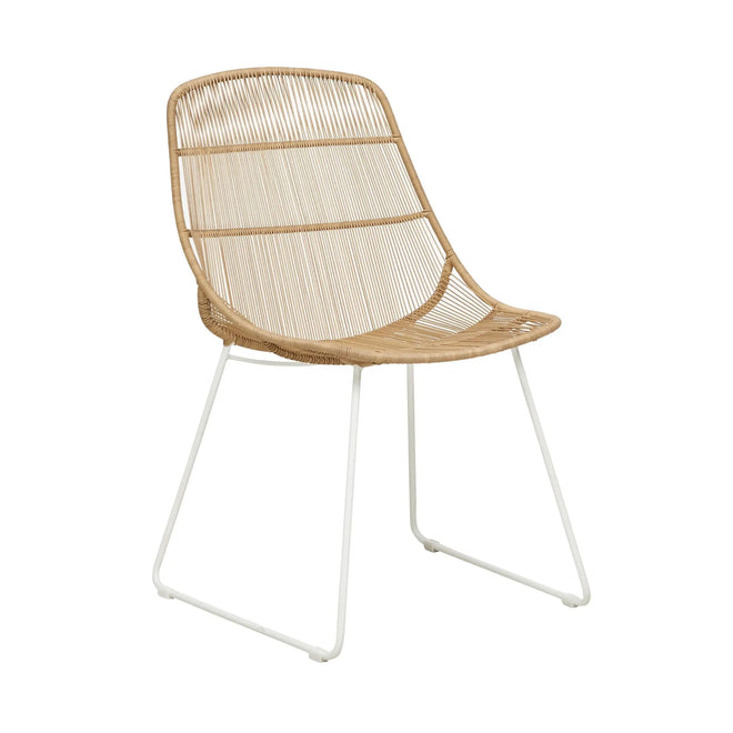 Granada Scoop Modern Outdoor Dining Chair - Natural - White Dining Chairs