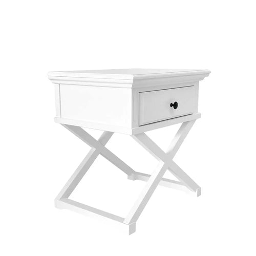 Hampton -  White Side Table with Drawer Side Table