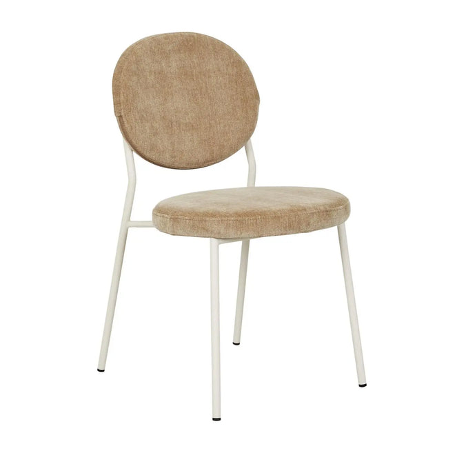 Laylah Loop Designer Dining Chair - Dijon - Bone Powdercoated Metal Dining Chair