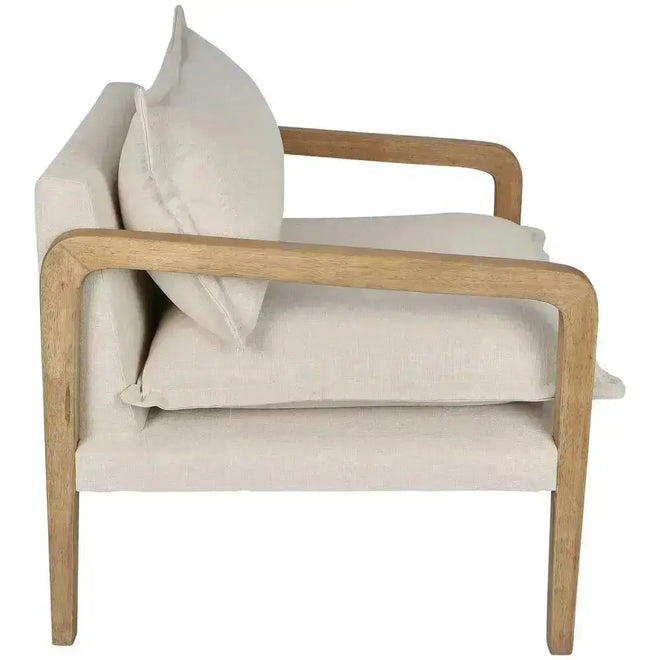 Hamilton Armchair - Wood & Cream Linen Occasional Chairs