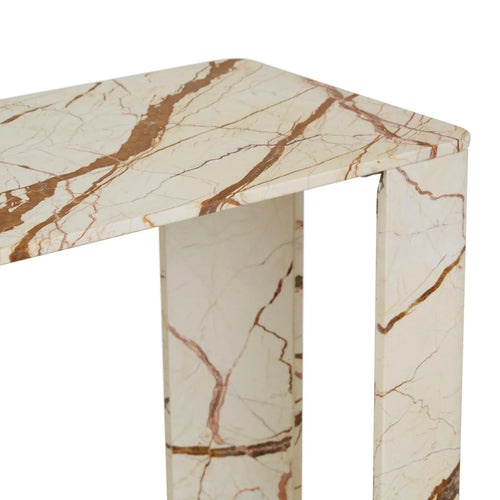 Atlas Slab Entry Hall Table - Brown Vein Marble Console Table