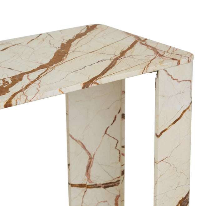 Atlas Slab Entry Hall Table - Brown Vein Marble Console Table