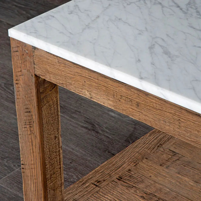 Montauk - Oak and Marble Solid Coffee Table Coffee Table