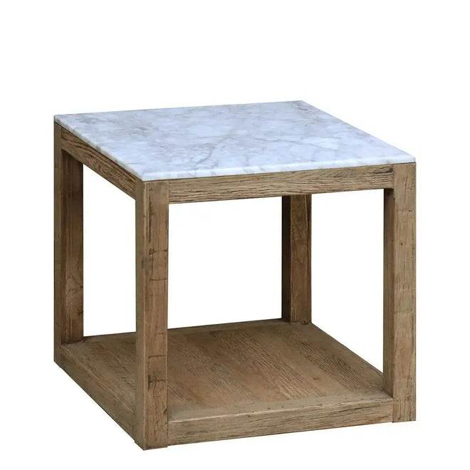 Montauk -  Solid Oak and Marble Side Table Side Table