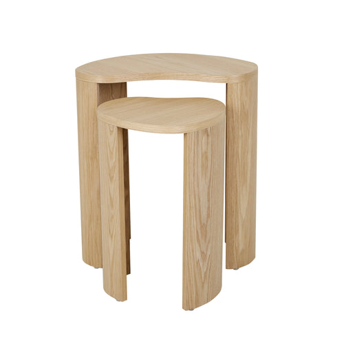 Oberon Curve Set of 2 Modern Side Table - Natural Ash Side Table