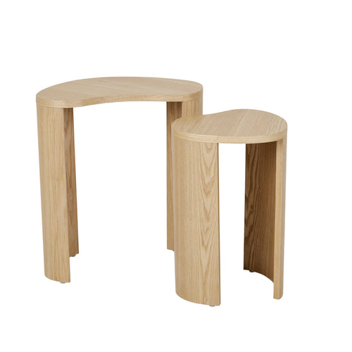 Oberon Curve Set of 2 Modern Side Table - Natural Ash Side Table