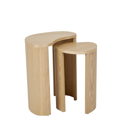 Oberon Curve Set of 2 Modern Side Table - Natural Ash Side Table