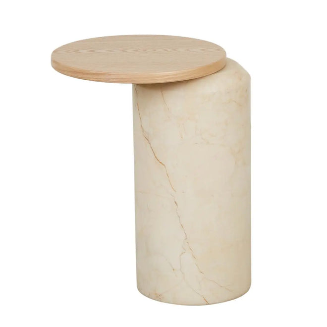 Pablo Designer Marble Side Table - Natural Ash - Natural Brown Vein Marble Side Table