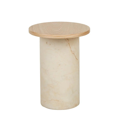 Pablo Designer Marble Side Table - Natural Ash - Natural Brown Vein Marble Side Table