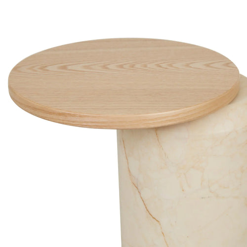Pablo Designer Marble Side Table - Natural Ash - Natural Brown Vein Marble Side Table