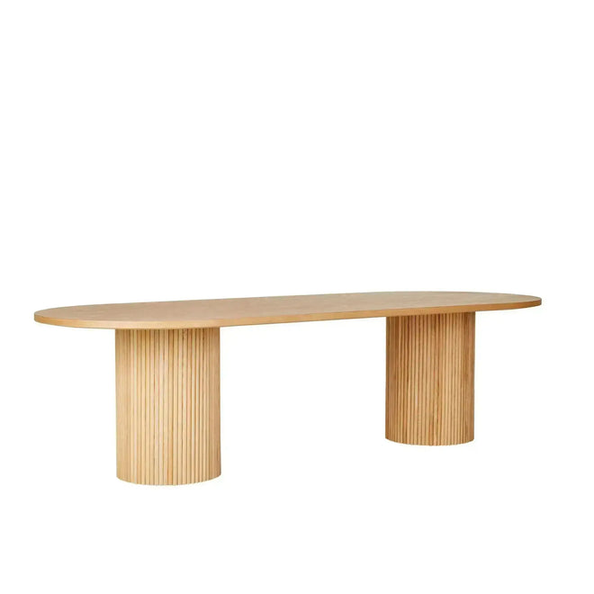 Benjamin Ripple Modern Oval Dining Tables - Natural Ash - 10 Seater Dining Table