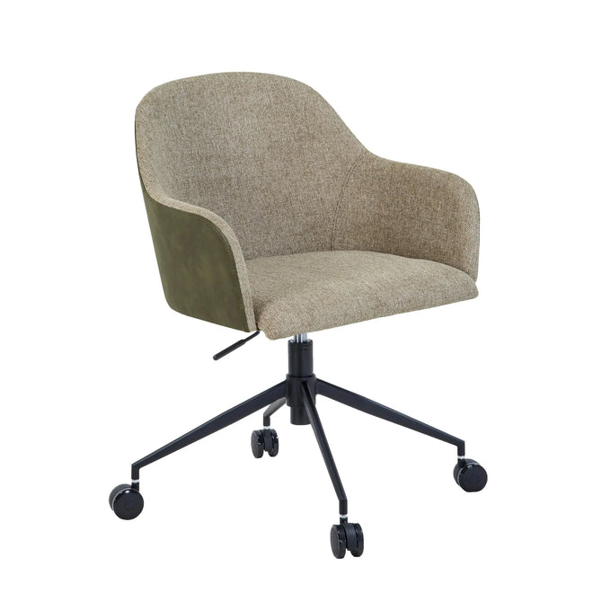 Riley Modern Office Chair - Khaki Grey - Vintage Matt Green PU Desk Chair