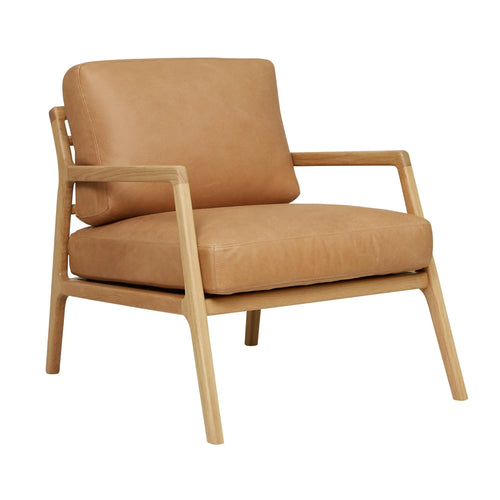 Sketch Nysse Designer Occasional Chair - Camel Leather - Light Oak Occasional Chair