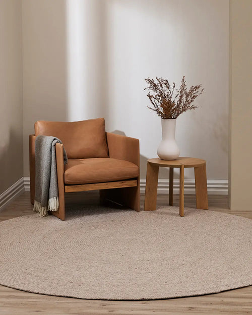 Tairua Round Rug - Natural Straw Birch Braided Design Indoor rug