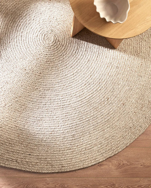 Tairua Round Rug - Natural Straw Birch Braided Design Indoor rug