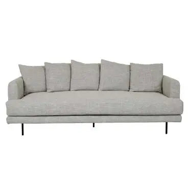 Vittoria Giselle 3 Seater Designer Sofa - Cement - Black Metal