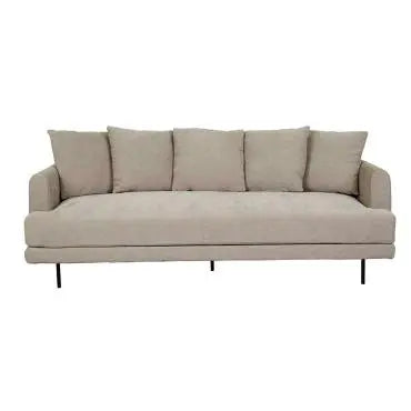 Vittoria Giselle 3 Seater Designer Sofa - Cement - Black Metal